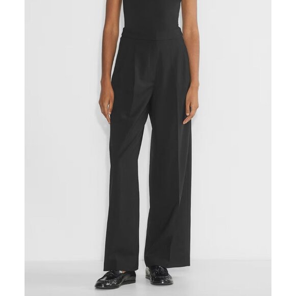 Aritzia Babaton Represent Pant in Black Size 2 Wide Leg Pleated Wool Trousers